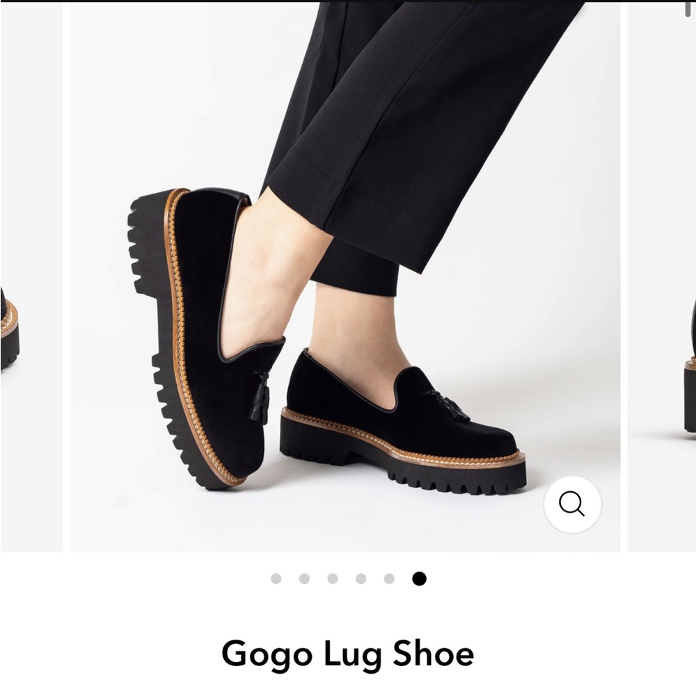 Jon Josef Gogo Lug Sole Loafers. Black/Grey Velvet. Size 9